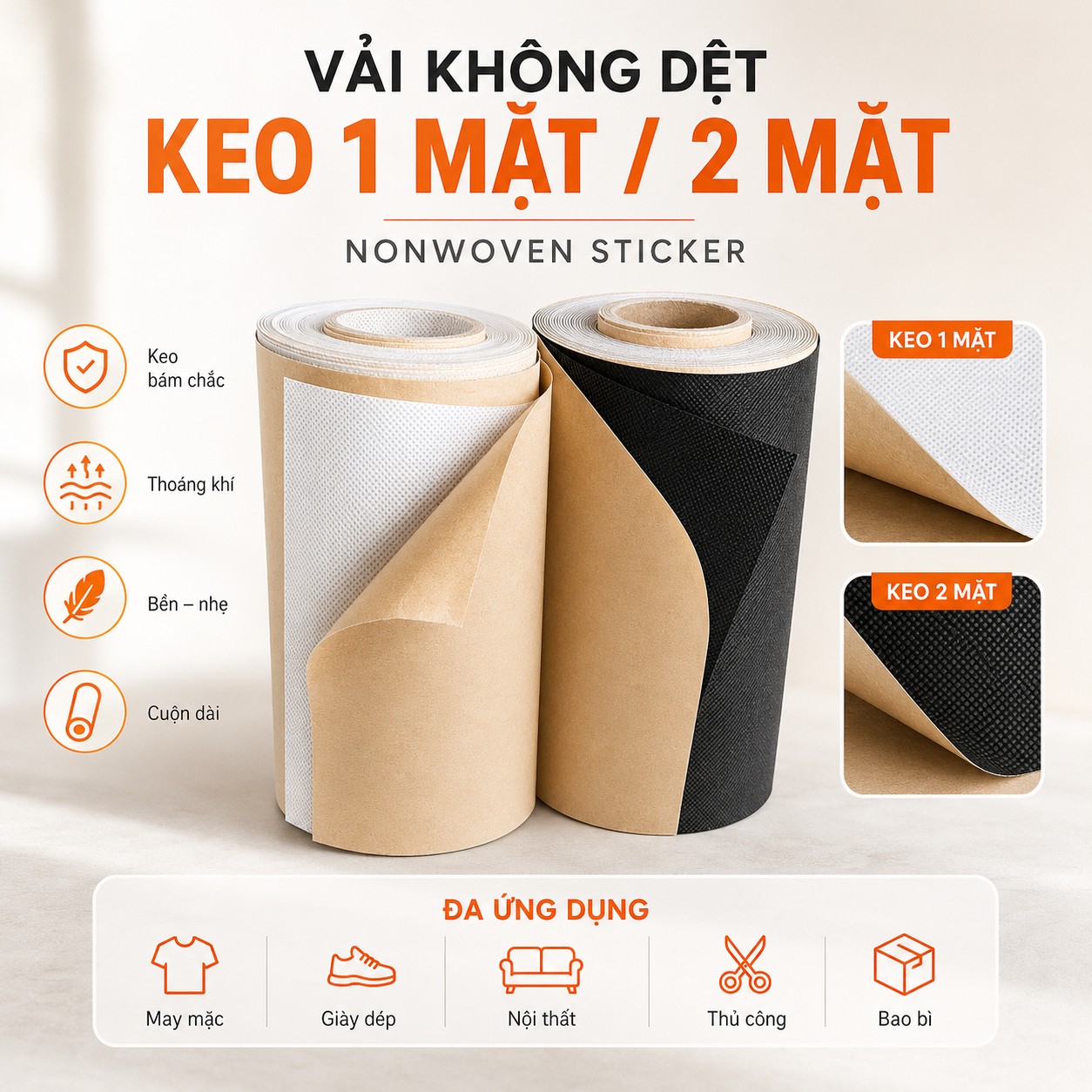 vai không kệt keo 1 mat 2 mat (nonwoven sticker) 2