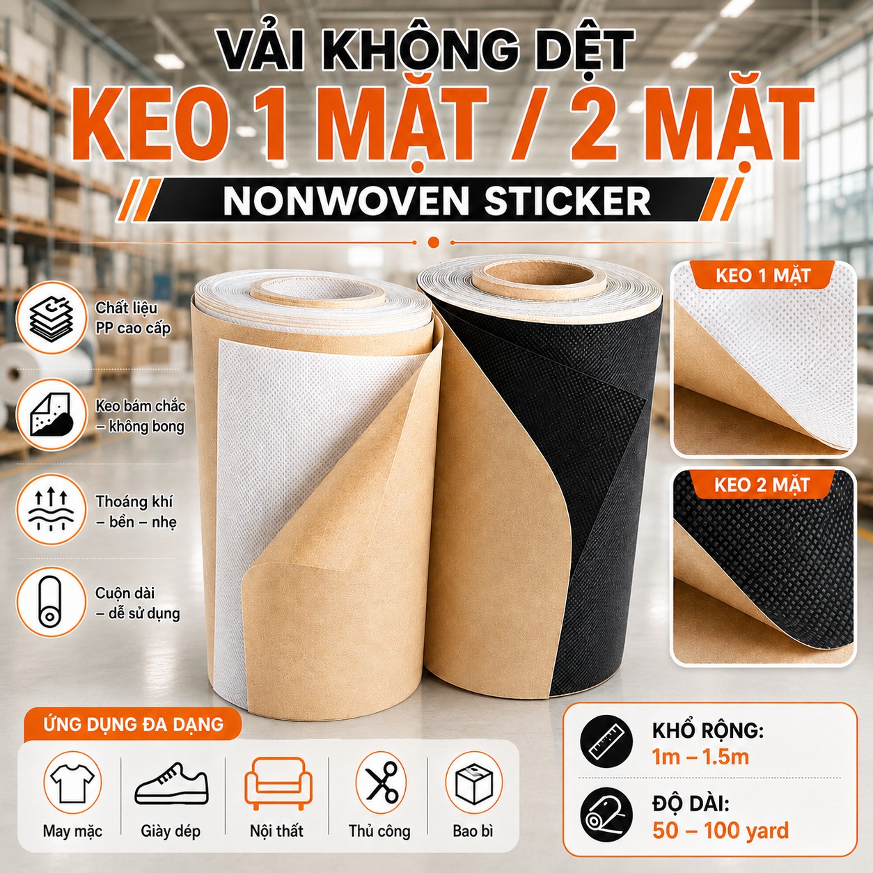 vai không kệt keo 1 mat 2 mat (nonwoven sticker) 5
