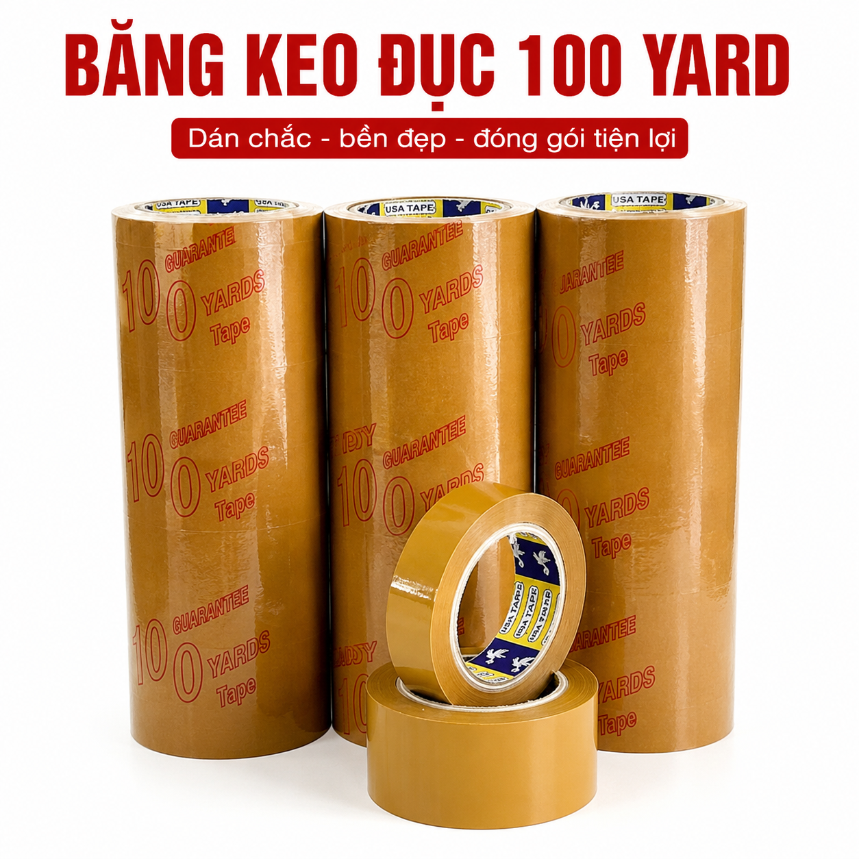 Băng keo trong, đục 100 Yard 6 cuộn/ 1 cây– Dán chắc, đóng gói tiện lợi 2